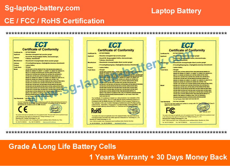 Laptop Battery CE / FCC / RoHS Certification 