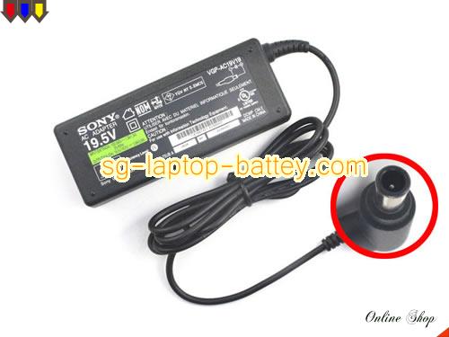 SONY VAIO VGN-CR13 SERIES adapter, 19.5V 3.9A VAIO VGN-CR13 SERIES laptop computer ac adaptor, SONY19.5V3.9A75W-6.5x4.4mm