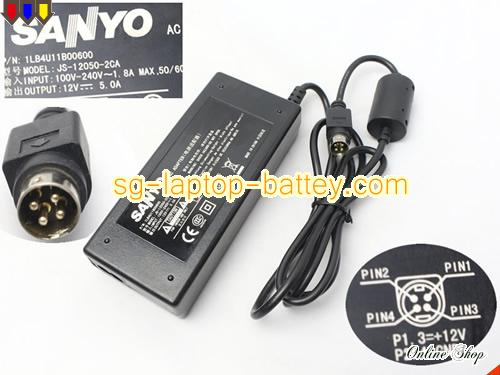 image of SANYO 1LB4U11B00600 ac adapter, 12V 5A 1LB4U11B00600 Notebook Power ac adapter SANYO12V5A60W-4PIN