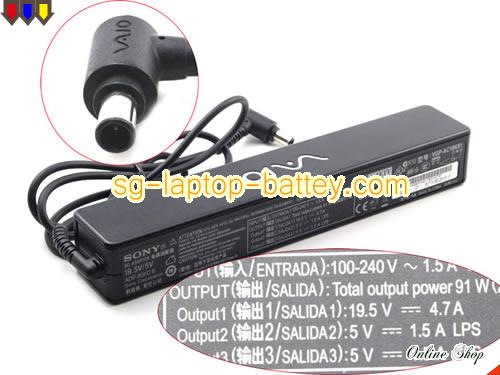  image of SONY PCGA-AC19V6 ac adapter, 19.5V 4.7A PCGA-AC19V6 Notebook Power ac adapter SONY19.5V4.7A-long-5V-2USB