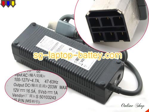  image of MICROSOFT E143709 ac adapter, 12V 16.5A E143709 Notebook Power ac adapter MICROSOFT12V16.5A198W-100-127V-6holes