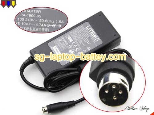  image of ACBEL PA-1900-05 ac adapter, 19V 4.74A PA-1900-05 Notebook Power ac adapter LITEON19V4.74A90W-4PIN