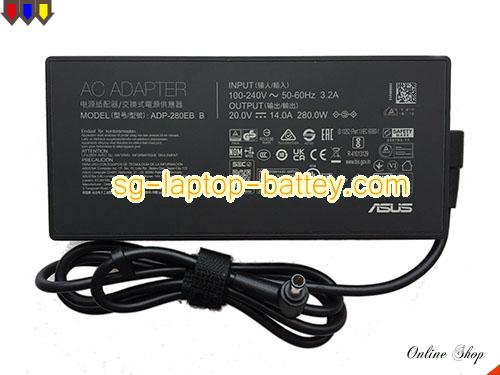  image of ASUS ADP-280BB B ac adapter, 20V 14A ADP-280BB B Notebook Power ac adapter ASUS20V14A280W-6.0x3.7mm-thin