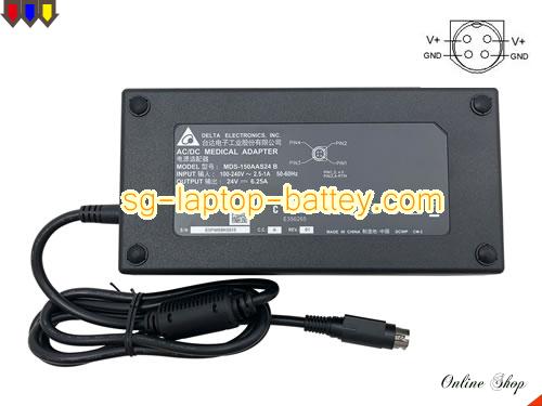 Genuine DELTA MDS-150AAS24 B Adapter MDS150AAS24B 24V 6.25A 150W AC Adapter Charger DELTA24V6.25A150W-4PIN-M