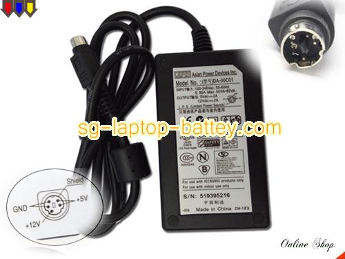 Genuine APD IEC60950 Adapter DA-30C01 12V 2A 24W AC Adapter Charger APD12V2A24W-5pin