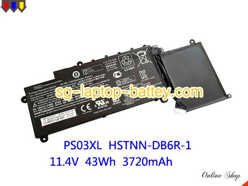 HP ps03xl Battery 3720mAh, 43Wh  11.4V Black Li-ion