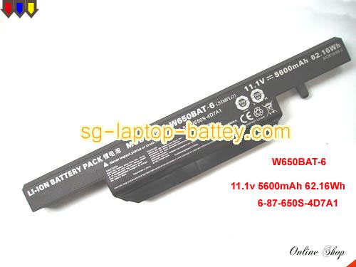 Genuine CLEVO W650SH Battery For laptop 5600mAh, 62.16Wh , 11.1V, Black , Li-ion