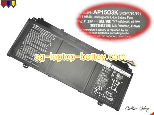 Genuine ACER Aspire S5-371-55AH Battery For laptop 4030mAh, 45.3Wh , 11.25V, Black , Li-ion