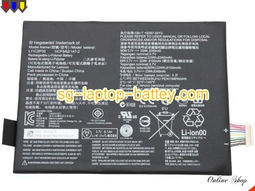 Genuine LENOVO IdeaTab B6000F Battery For laptop 6340mAh, 23Wh , 3.7V, Black , Li-ion