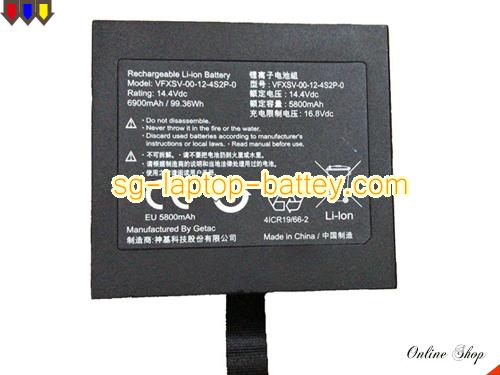 GETAC VFXSV-00-12-4S2P-0 Battery 6900mAh, 99.36Wh  14.4V Black Li-ion