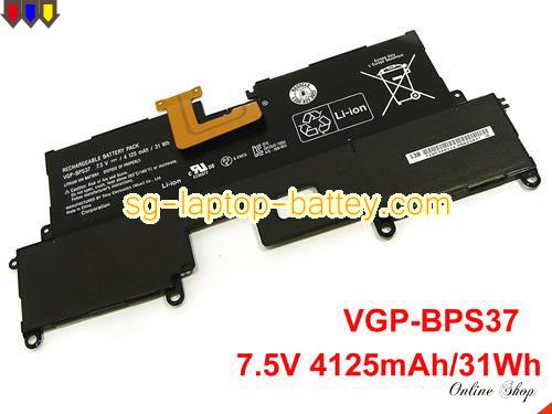 Genuine SONY SVP11216PXB Battery For laptop 4125mAh, 31Wh , 7.5V, Black , Li-ion