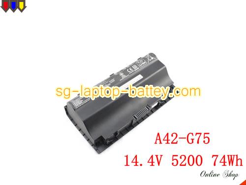 ASUS A42-G75 A42G75 Battery 5200mAh, 74Wh  14.4V Black Li-ion