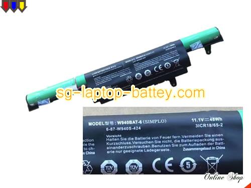 Genuine CLEVO W940S Series Battery For laptop 48Wh, 11.1V, Black , Li-ion