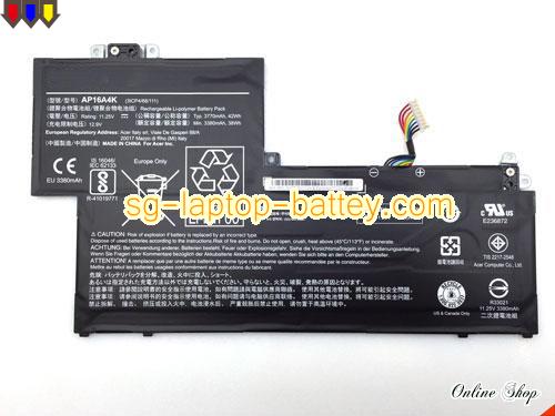 ACER AP16A4K Battery 3770mAh, 42Wh  11.25V Black Li-Polymer