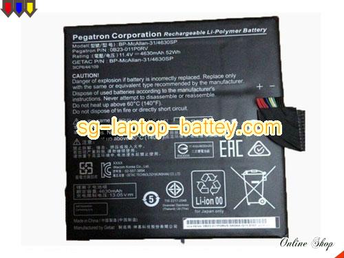 ACER 0B23-011F0RV Battery 4630mAh, 52Wh  11.4V Black Li-Polymer