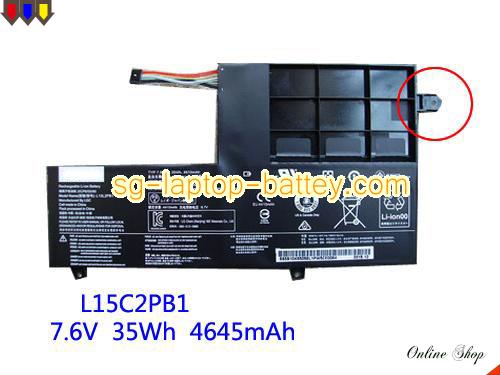 Genuine LENOVO Yoga 510-14ISK(80S700DEGE) Battery For laptop 4610mAh, 35Wh , 7.6V, Black , Li-ion