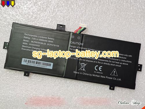 MCNAIR MLP4078106-2S Battery 5000mAh, 38Wh  7.6V Black Li-Polymer