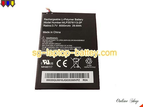 MCNAIR P3576113-2P Battery 8000mAh, 29.6Wh  3.7V Black Li-Polymer