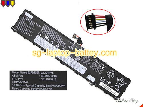 Genuine LENOVO ThinkPad X1 Extreme G4 20Y5000UUS Battery For laptop 5815mAh, 90Wh , 15.48V, Black , Li-Polymer