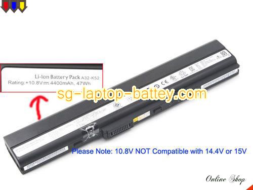 Genuine ASUS A52JK Battery For laptop 4400mAh, 10.8V, Black , Li-ion