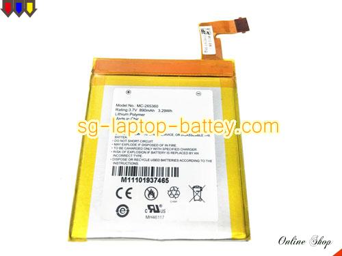 Replacement AMAZON 515-1058-01 Laptop Battery MC265360 rechargeable 890mAh, 3.3Wh Sliver In Singapore 
