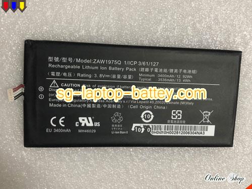 Replacement ACER ZAW1975Q Laptop Battery 1/ICP3/61/127 rechargeable 3400mAh, 12.92Wh Black In Singapore 