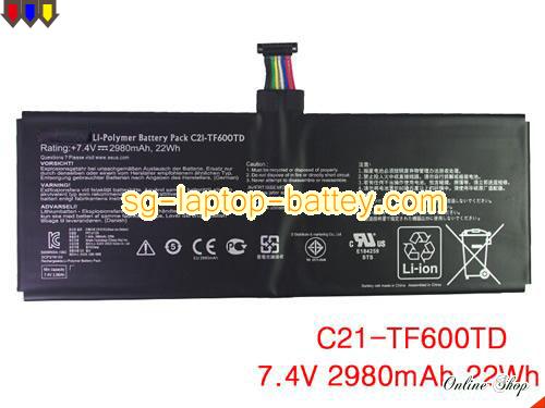 Genuine ASUS TF600TD Laptop Battery C21-TF600TD rechargeable 2980mAh, 22Wh Black In Singapore 