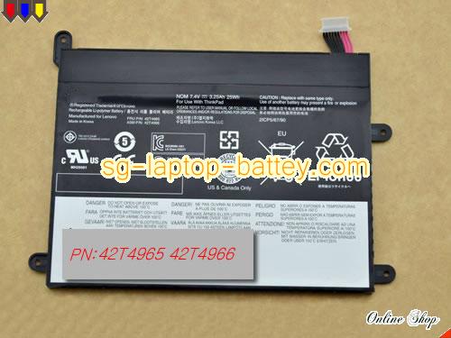 Replacement LENOVO 42T4963 Laptop Battery 42T4985 rechargeable 25Wh, 3.25Ah Black In Singapore 