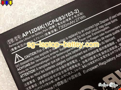 Genuine ACER AP12D8K Laptop Battery 1ICP483103-2 rechargeable 7300mAh, 27Wh Black In Singapore 