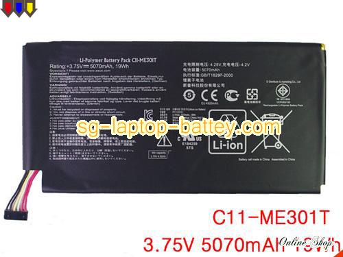 Genuine ASUS C11-ME301T Laptop Battery  rechargeable 5070mAh, 19Wh Black In Singapore 