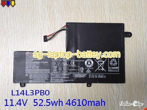 Genuine LENOVO L14L3PB0 Laptop Battery L14L3PBO rechargeable 4610mAh, 52.5Wh Black In Singapore 