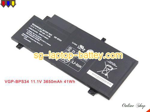 Genuine SONY SVF15A1C5E Laptop Battery VGP-BPS34 rechargeable 3650mAh, 41Wh Black In Singapore 