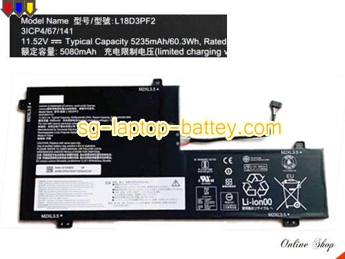 Genuine LENOVO 5B10T83740 Laptop Battery L18D3PF2 rechargeable 5235mAh, 60.3Wh Black In Singapore 