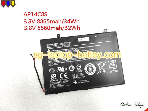 Genuine ACER KT.0030G.005 Laptop Battery AP14C8S(1ICP4/58/102-3) rechargeable 8560mAh, 32Wh Black In Singapore 