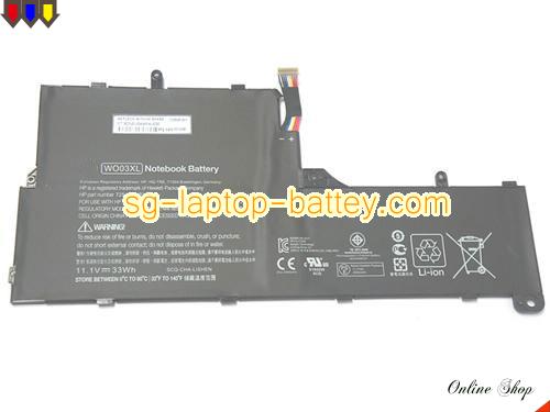 Genuine HP W0O3XL Laptop Battery 725496-1B1 rechargeable 33Wh Black In Singapore 