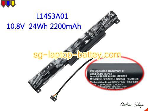 Genuine LENOVO 5B10K10220 Laptop Battery L14C3A01 rechargeable 2200mAh, 24Wh Black In Singapore 