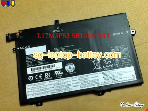 Genuine LENOVO SB10K97613 Laptop Battery L17M3P53 rechargeable 4080mAh Black In Singapore 