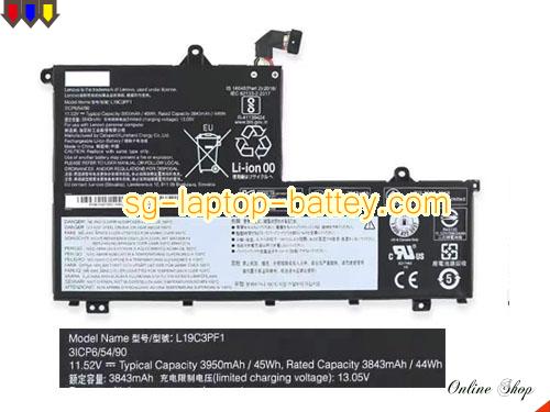 Genuine LENOVO L19C3PF0 Laptop Battery SB10V25242 rechargeable 3950mAh, 45Wh Black In Singapore 