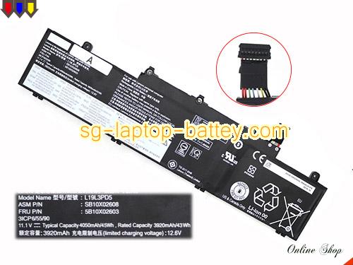 Genuine LENOVO L19L3PD5 Laptop Battery 3ICP6/54/90 rechargeable 4050mAh, 45Wh Black In Singapore 