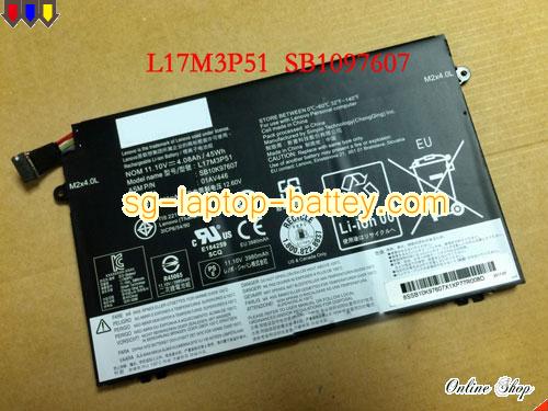 Genuine LENOVO SB10K97607 Laptop Battery L17M3P51 rechargeable 4080mAh, 45Wh Black In Singapore 