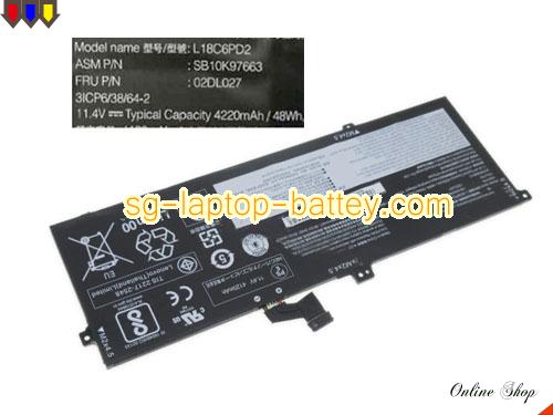 Genuine LENOVO 02DL027 Laptop Battery SB10K97663 rechargeable 4220mAh, 48Wh Black In Singapore 