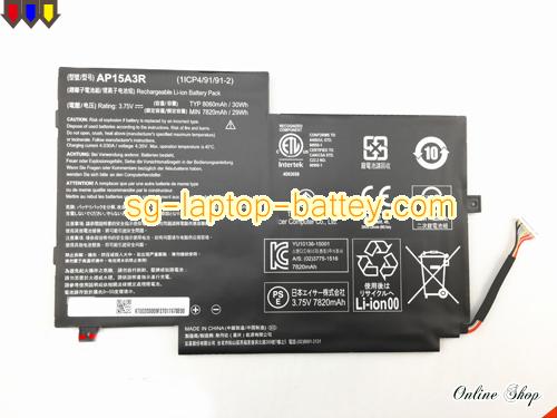 Genuine ACER 1icp4/9/91/91-2 Laptop Battery AP15A3R rechargeable 8060mAh, 30Wh Black In Singapore 