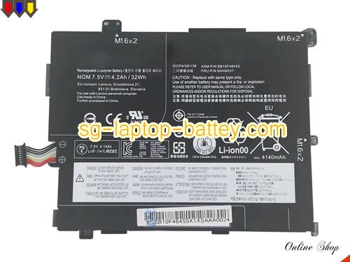 Genuine LENOVO 00HW017 Laptop Battery SB10F46455 rechargeable 4200mAh, 32Wh Black In Singapore 