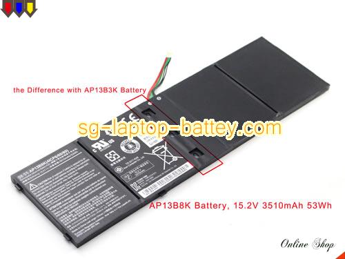 Genuine ACER AP13B8K Laptop Battery  rechargeable 3460mAh, 53Wh Black In Singapore 