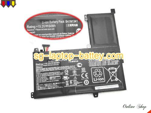 Genuine ASUS B41Bn95 Laptop Battery B41N1341 rechargeable 64Wh Black In Singapore 