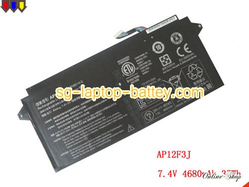 Genuine ACER 2ICP3/65/114-2 Laptop Battery AP12F3J rechargeable 4680mAh Black In Singapore 