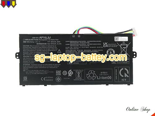 Genuine ACER AP16L5J Laptop Battery 2ICP4/91/91 rechargeable 4670mAh, 36Wh Black In Singapore 