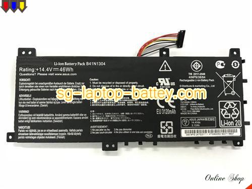 Genuine ASUS B41N1304 Laptop Battery B41BK4G rechargeable 3194mAh, 46Wh Black In Singapore 