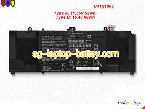 Genuine ASUS C41N1903 Laptop Battery 4ICP5/70/81 rechargeable 4335mAh, 66Wh Black In Singapore 