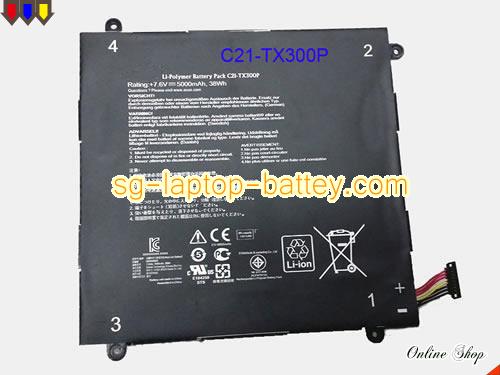 Genuine ASUS C21-TX300P Laptop Battery 0B200-00310200 rechargeable 5000mAh, 38Wh Black In Singapore 